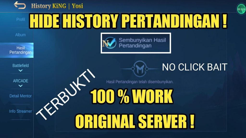 Cara Menyembunyikan Sejarah Pertandingan Mobile Legends