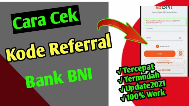 Kode Refferal BNI Mobile Banking Terbaru via Youtube Tojang 127